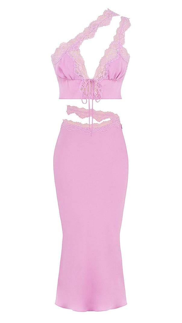 AIIZIE PINK LACE TRIM TWO PIECES SUIT - product image