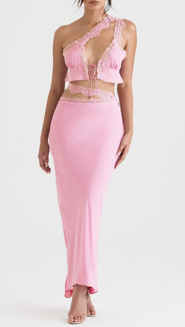 AIIZIE PINK LACE TRIM TWO PIECES SUIT - product image