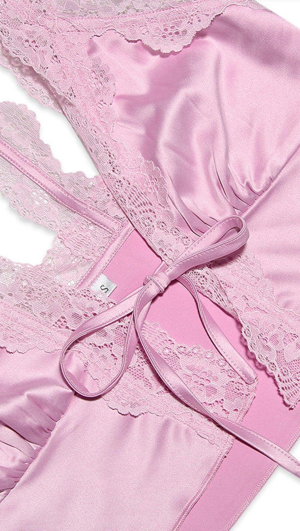 AIIZIE PINK LACE TRIM TWO PIECES SUIT - product image