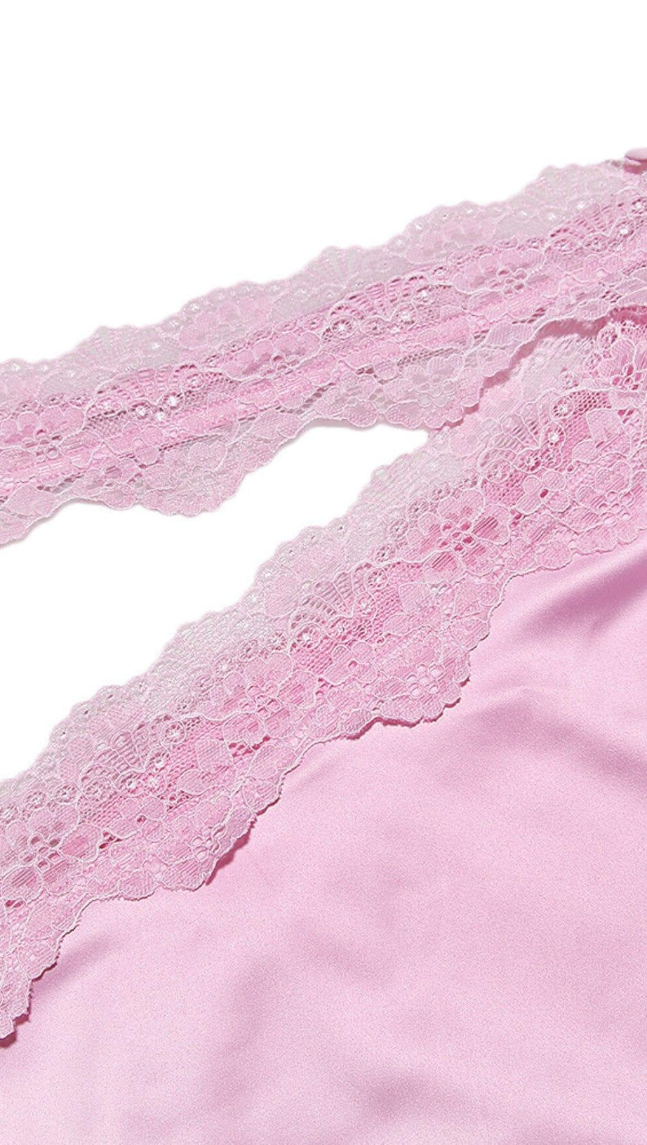 PINK LACE TRIM TWO PIECES SUIT