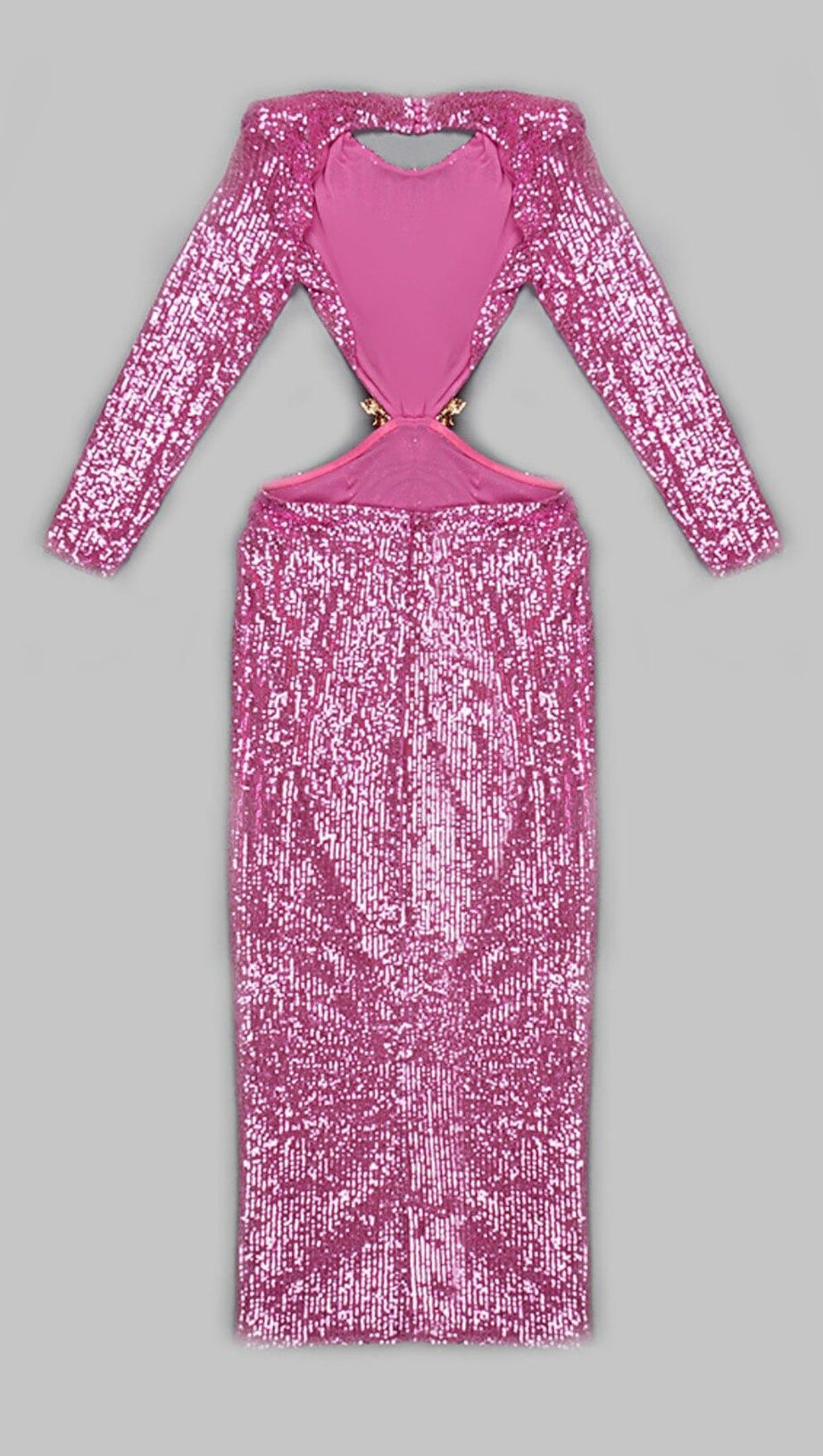 SEQUIN CUTOUT BACKLESS MAXI DRESS IN PINK