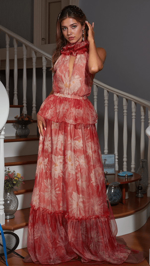 AIIZIE POLLUX HALTERNECK FLORAL MAXI DRESS - product image