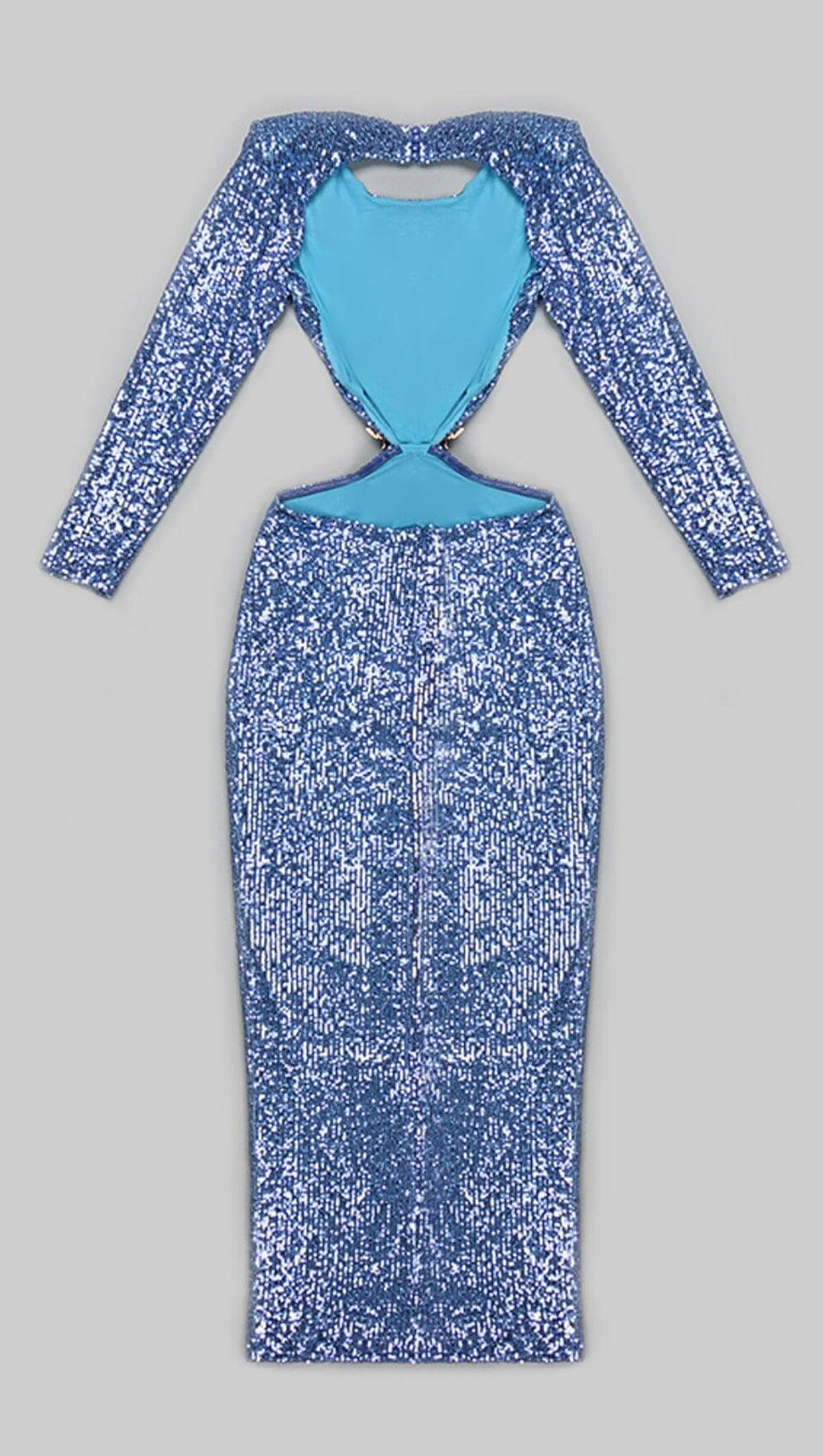 SEQUIN CUTOUT BACKLESS MAXI DRESS IN BLUE