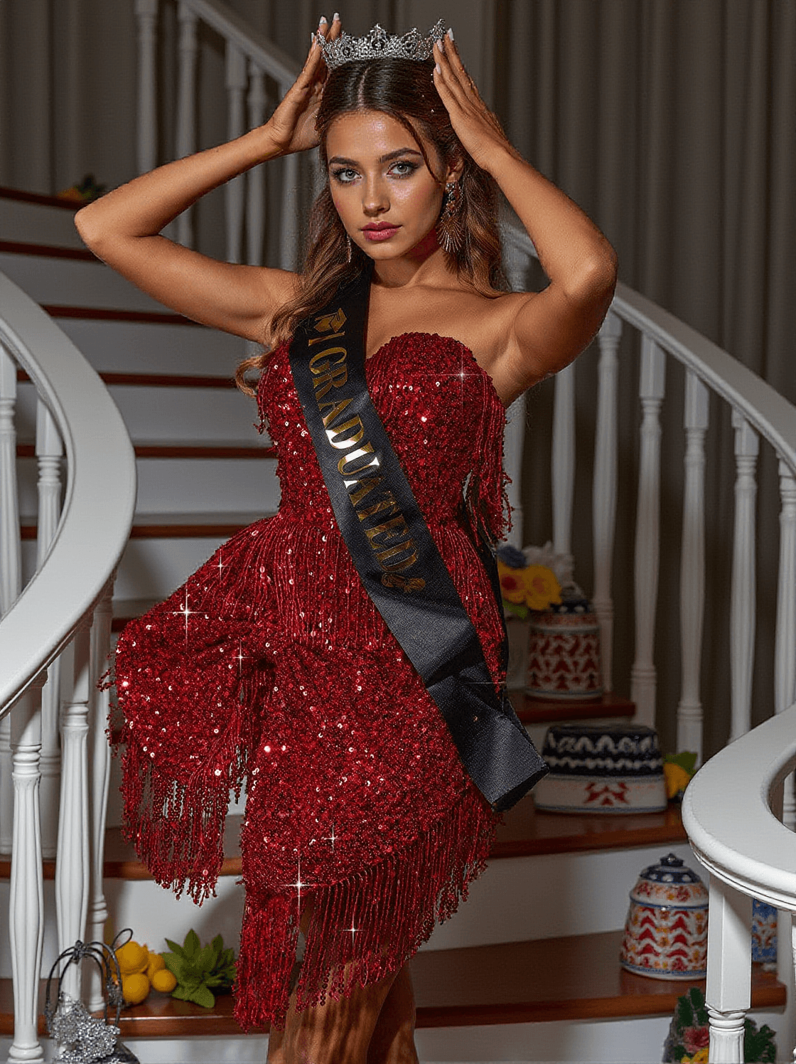 MINI ABITO SENZA SPALLINE CON FIOCCO E PAILLETTES SOPHIE