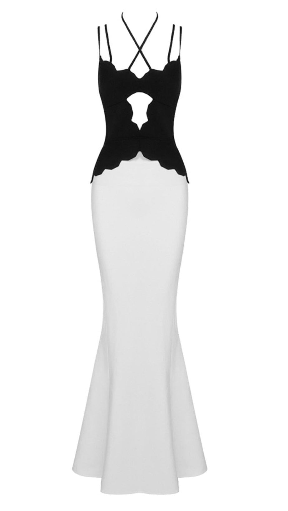 SKINNY SUSPEND DER MERMAID DRESS IN BLACK AND WHITE