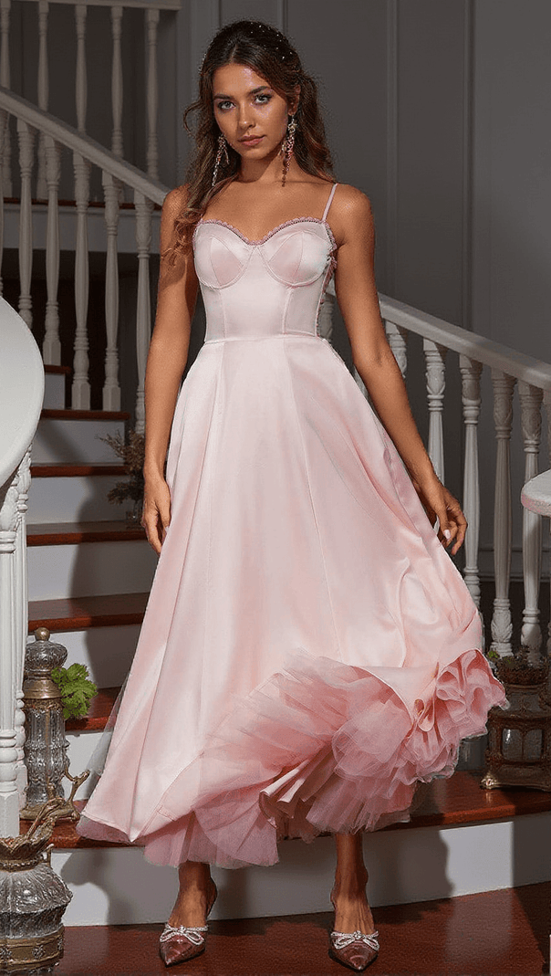 AIIZIE ABRAXAS SPAGHETTI PATCHWORK SATIN DRESS - product image