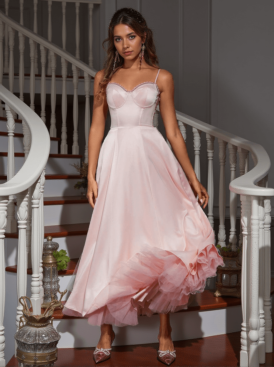 Abraxas Spaghetti-Patchwork-Satinkleid