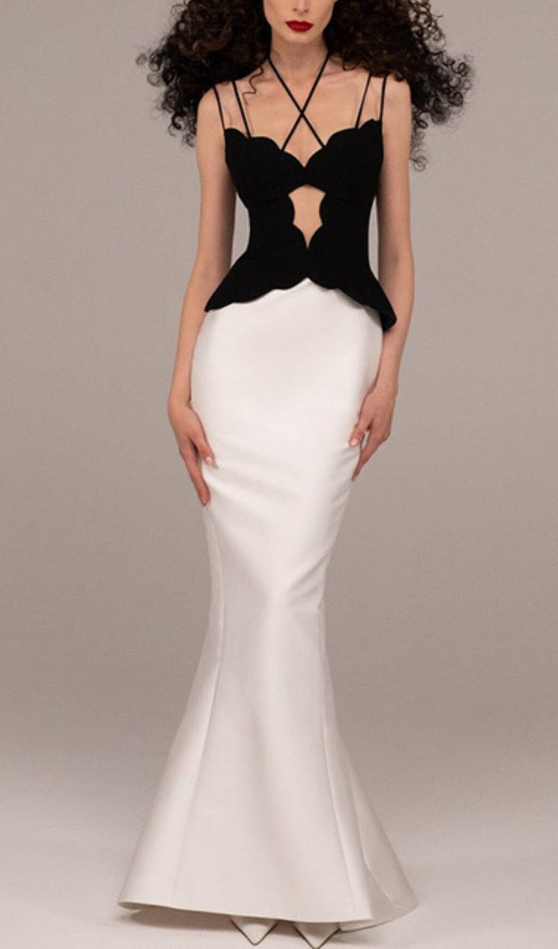 SKINNY SUSPEND DER MERMAID DRESS IN BLACK AND WHITE