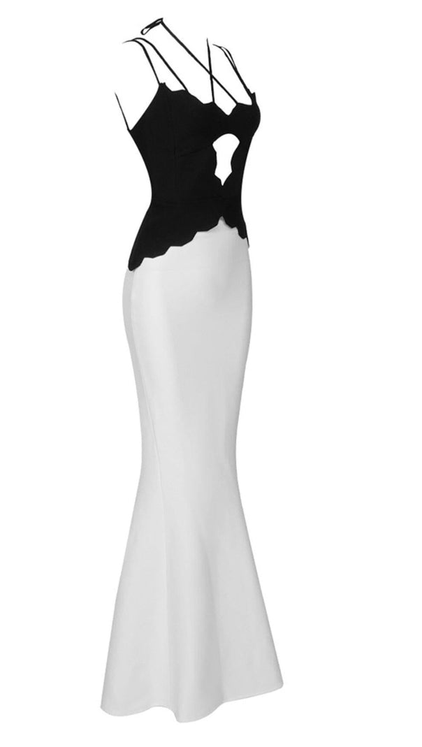 AIIZIE SKINNY SUSPEND DER MERMAID DRESS IN BLACK AND WHITE - product image