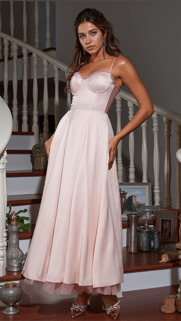 AIIZIE ABRAXAS SPAGHETTI PATCHWORK SATIN DRESS - product image