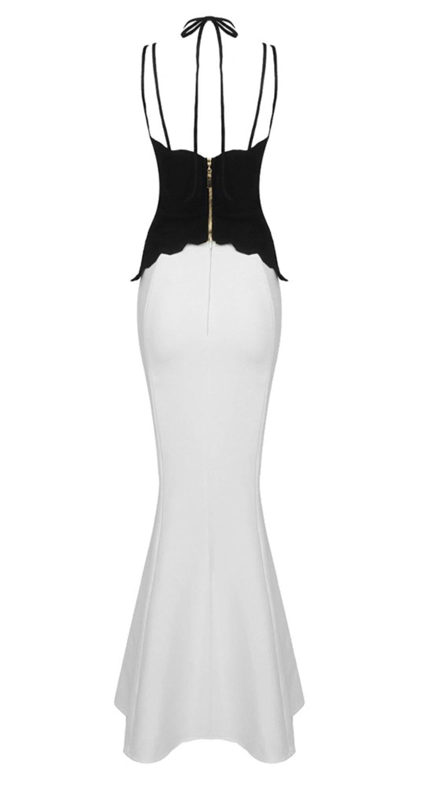 SKINNY SUSPEND DER MERMAID DRESS IN BLACK AND WHITE