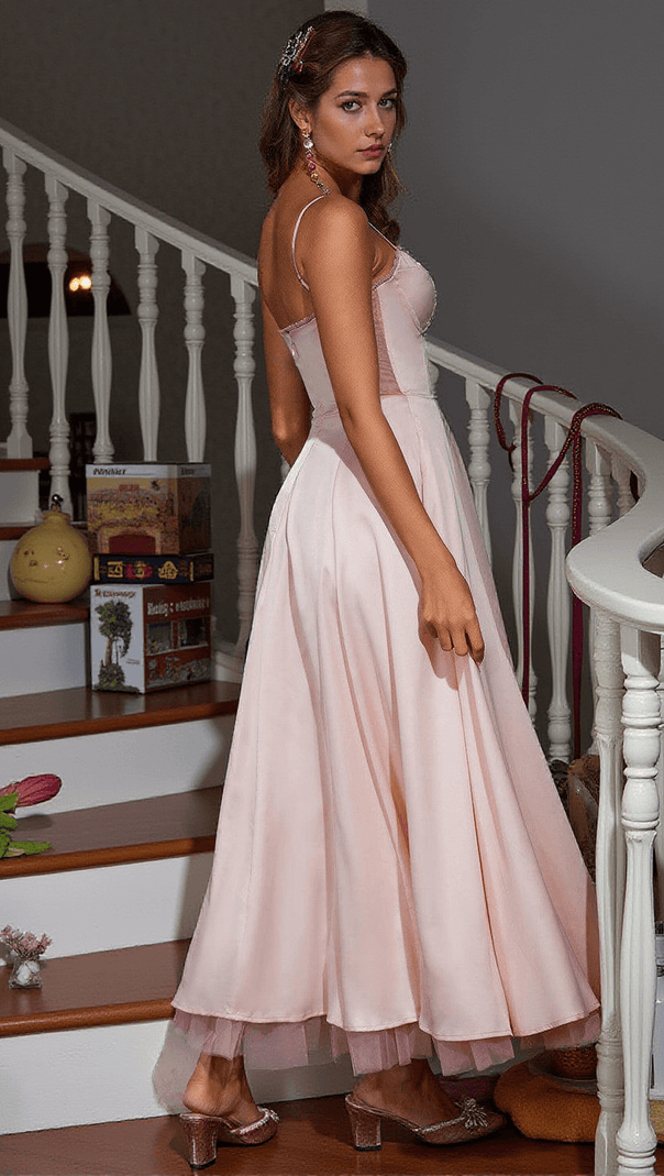 AIIZIE ABRAXAS SPAGHETTI PATCHWORK SATIN DRESS - product image