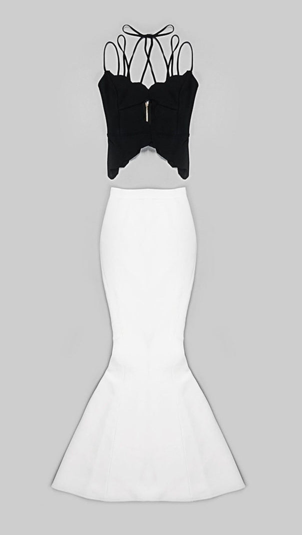 AIIZIE SKINNY SUSPEND DER MERMAID DRESS IN BLACK AND WHITE - product image