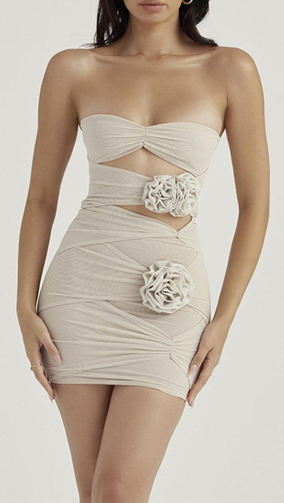 FOG FLORAL EMBELLISHED MINI DRESS