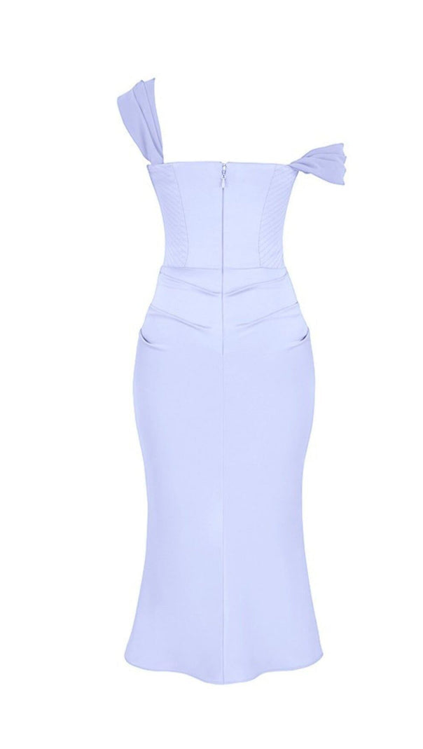 AIIZIE SKY SATIN CORSET MIDI DRESS - product image