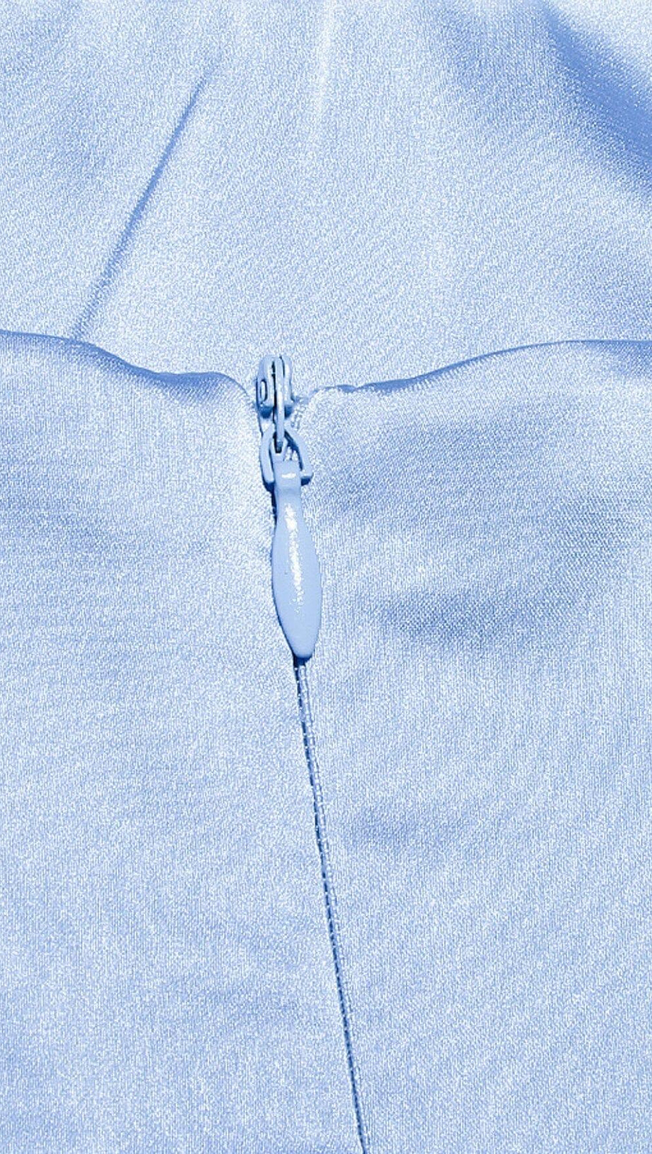 ABITO MIDI CON CORSETTO IN RASO CIELO