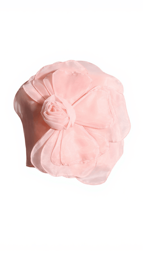 AIIZIE ALISTAIR STRAPLESS FLOWER MESH TOP IN PINK - product image