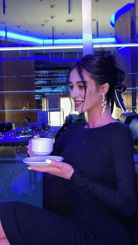 LONG SLEEVE  CRYSTAL BANDAGE MIDI DRESS IN BLACK