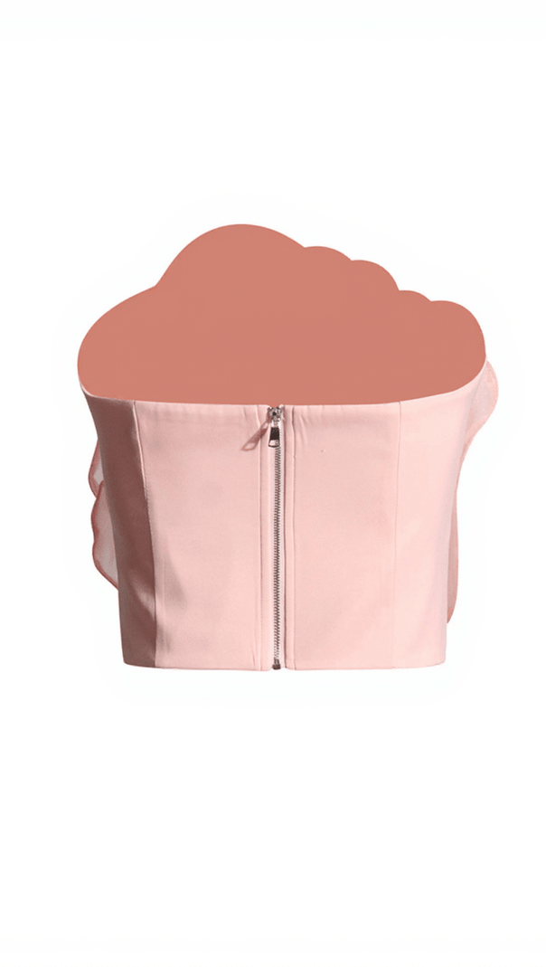 AIIZIE ALISTAIR STRAPLESS FLOWER MESH TOP IN PINK - product image