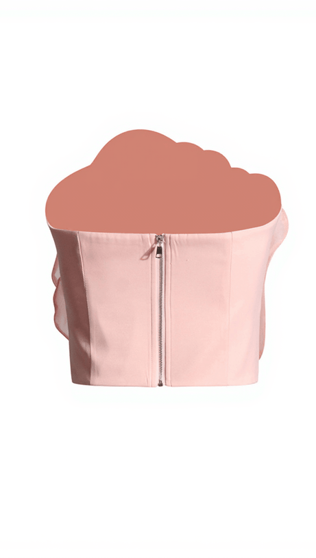 ALISTAIR STRAPLESS FLOWER MESH TOP IN PINK