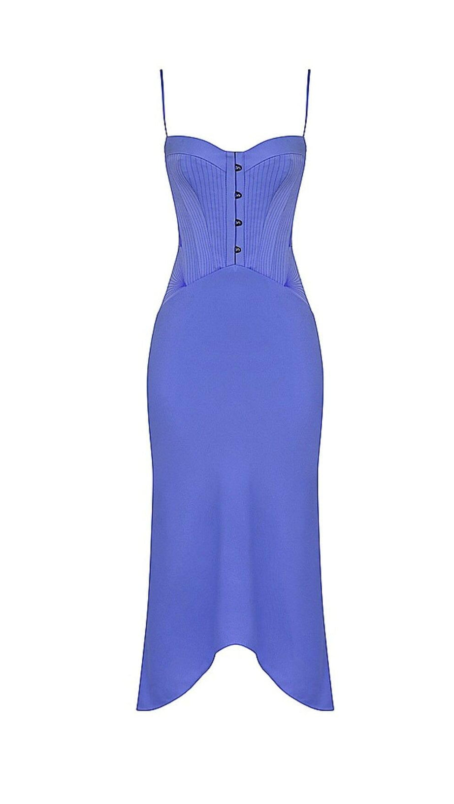 Periwinkle Satin Korsett Midikleid in Blau