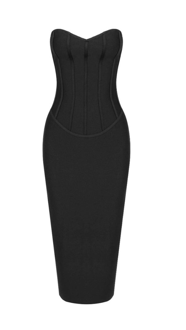 AIIZIE TUBE TOP TIGHT ZIPPER DRESS IN BLACK - product image