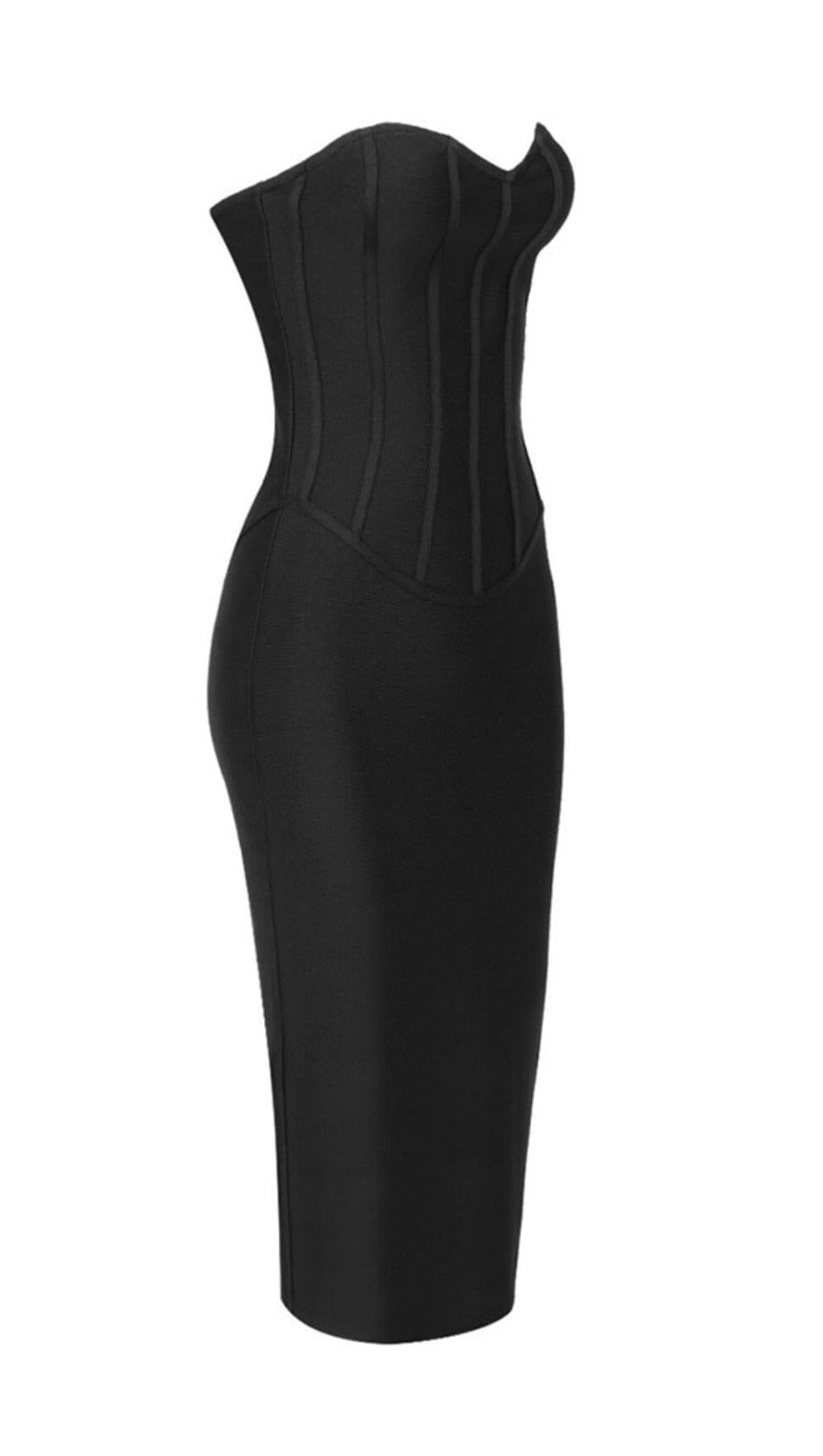 TUBE TOP TIGHT ZIPPER DRESS IN BLACK