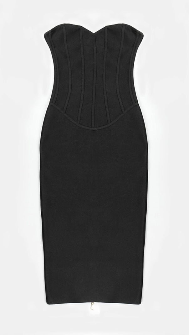 AIIZIE TUBE TOP TIGHT ZIPPER DRESS IN BLACK - product image