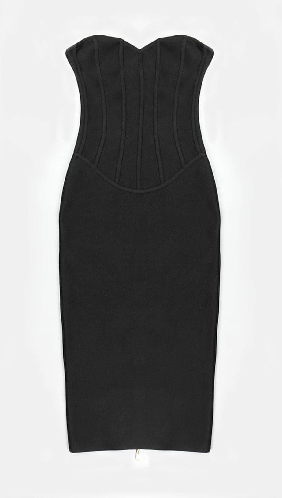 TUBE TOP TIGHT ZIPPER DRESS IN BLACK