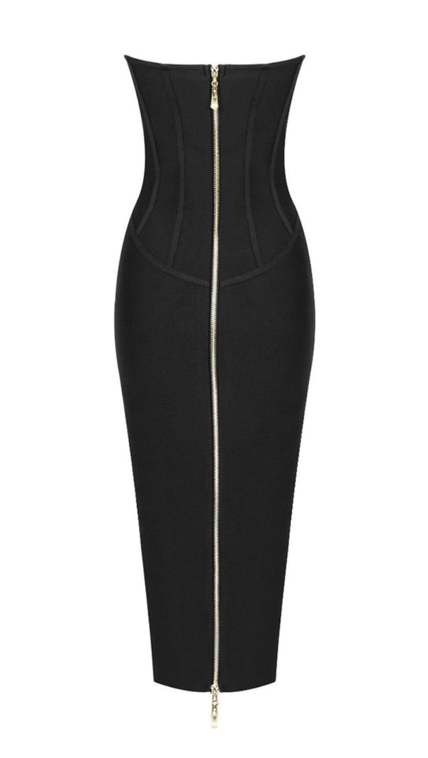 AIIZIE TUBE TOP TIGHT ZIPPER DRESS IN BLACK - product image