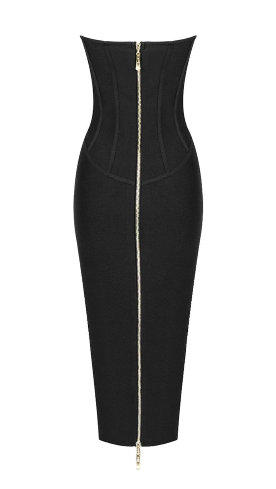 TUBE TOP TIGHT ZIPPER DRESS IN BLACK