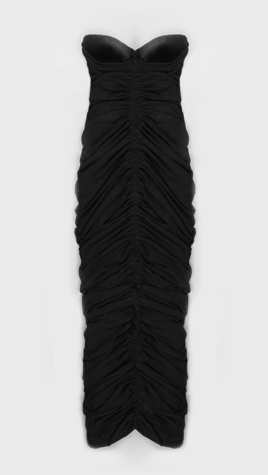 STRAPLESS PLEATED DRESS IN BLACK