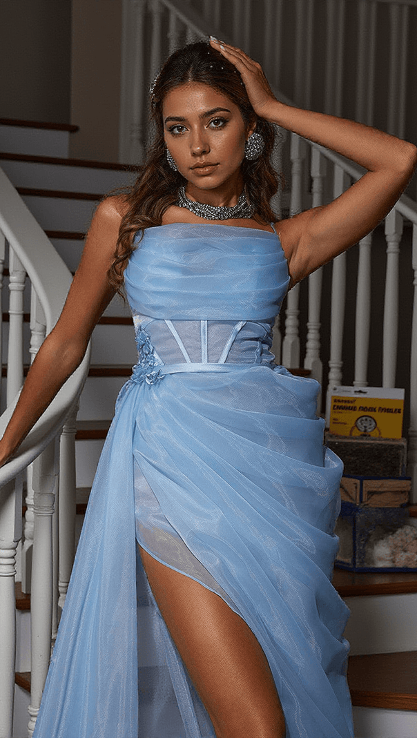 AIIZIE DIANA SPAGHETTI DRAPED MESH MAXI DRESS - product image
