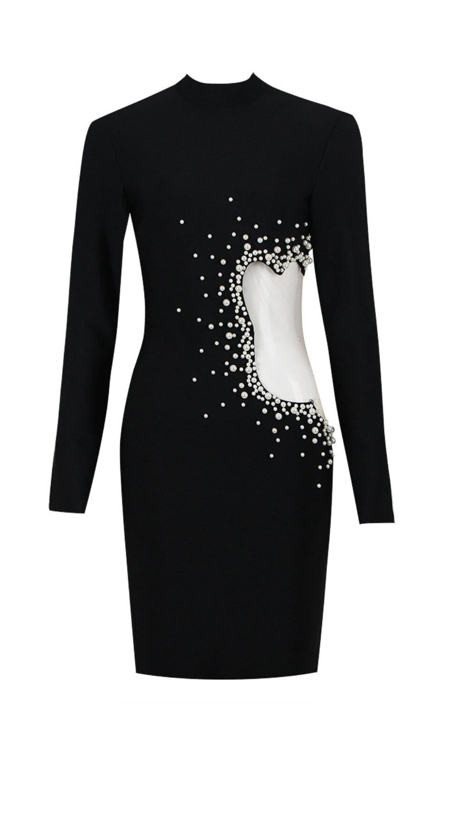 SEXY KLEID MIT PEARL HOLLOW IN SCHWARZ