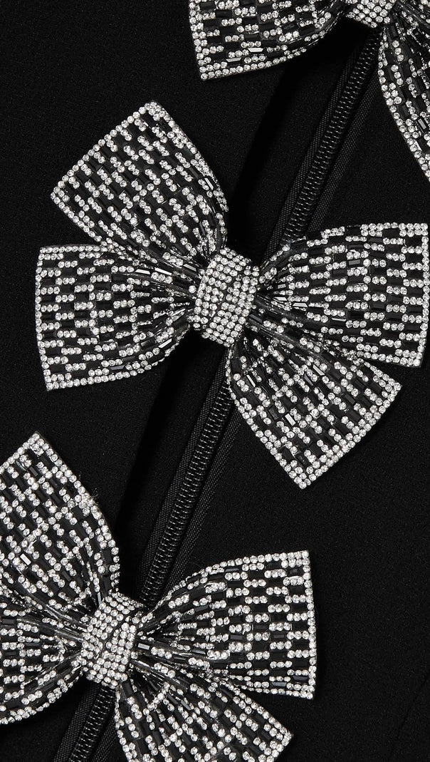 Vanessa – Schwarzes Minikleid mit Puffärmeln und Schleife