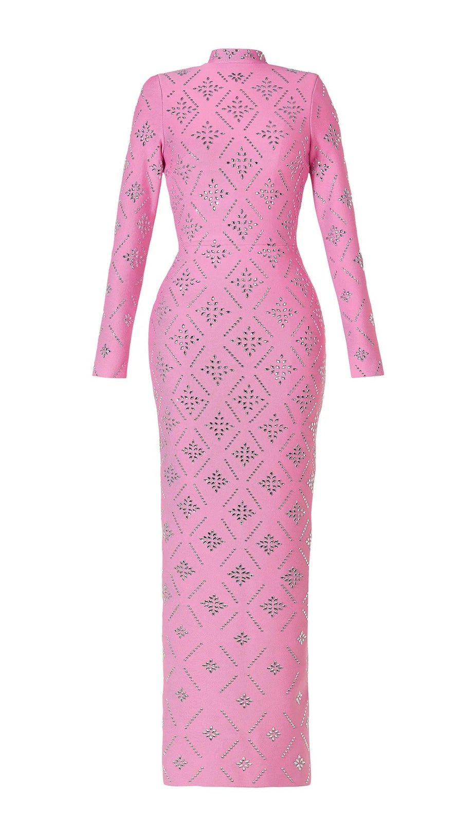 Katherine Pink Straight Cut Diamond Maxi Dress