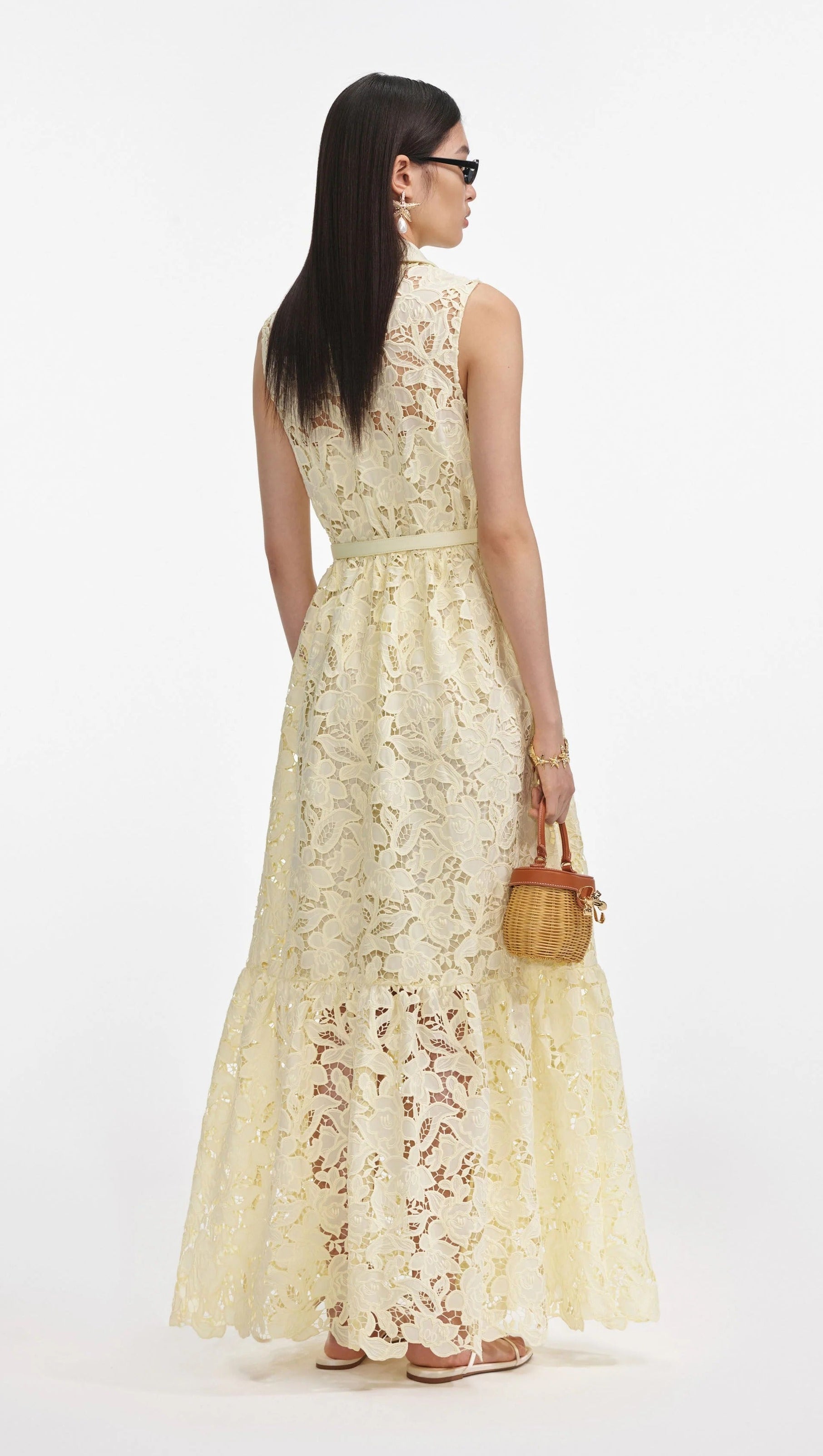 AIIZIE INGRID YELLOW LACE MAXI DRESS - product image