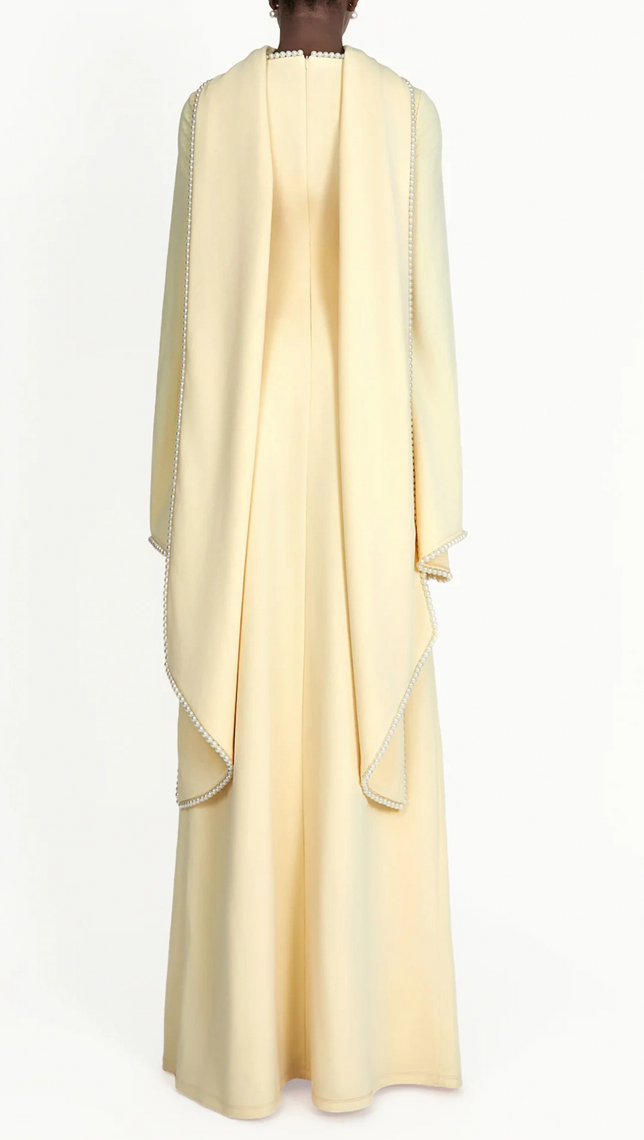murray Yellow Pearl Trim Shawl Detail Maxi Dress