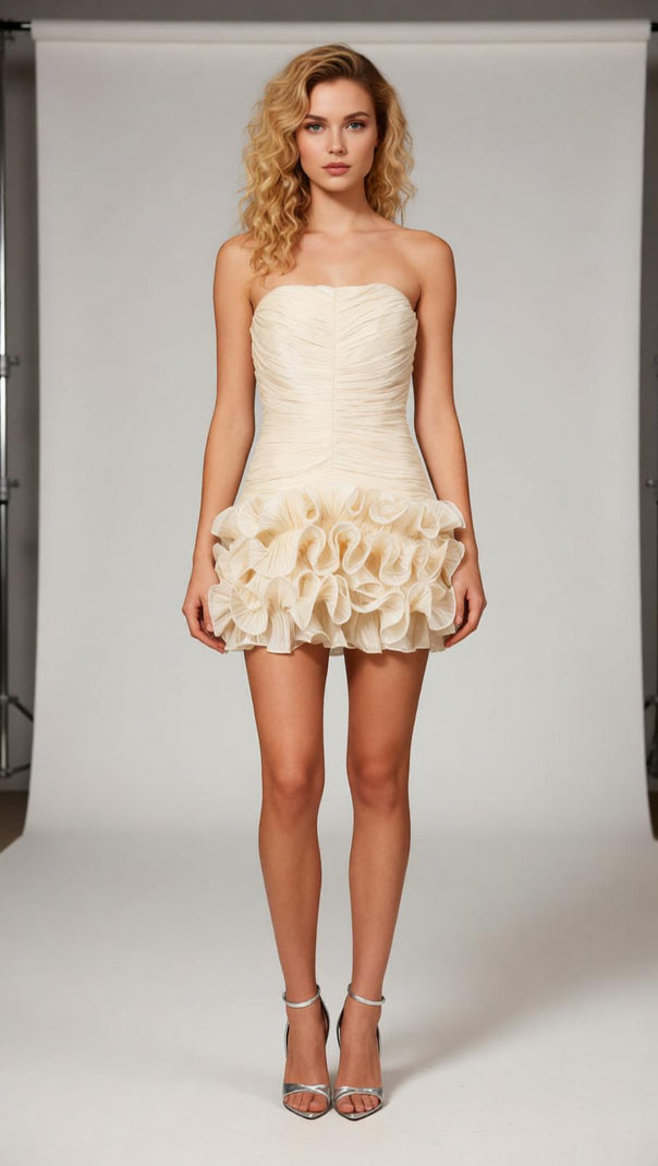 AIIZIE Jacoba Strapless Ruffle Mini Dress: Elegant, Flirty & Party-Ready - product image