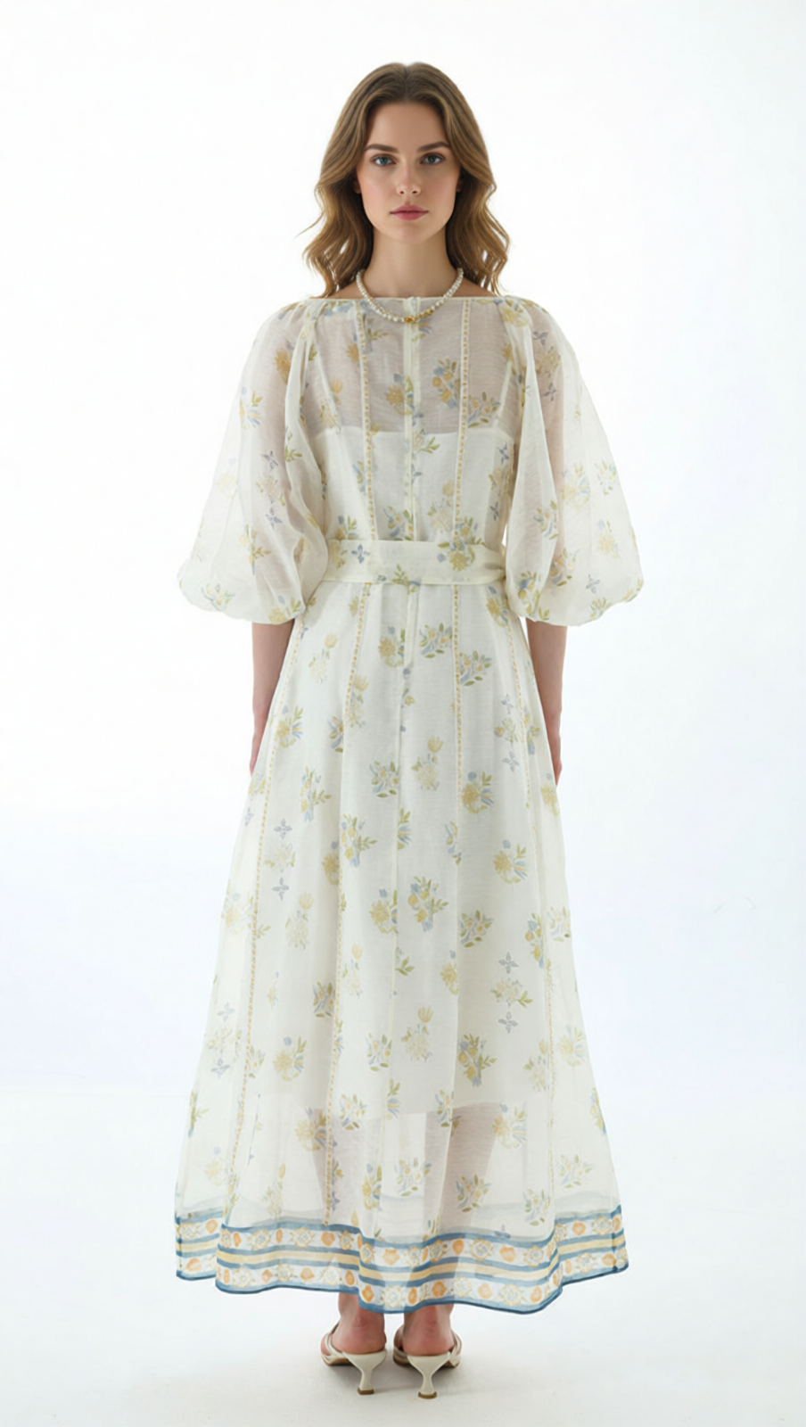 Jacobo Floral Puff Sleeve V-Neck Maxi Dress - Romantic Summer Elegance