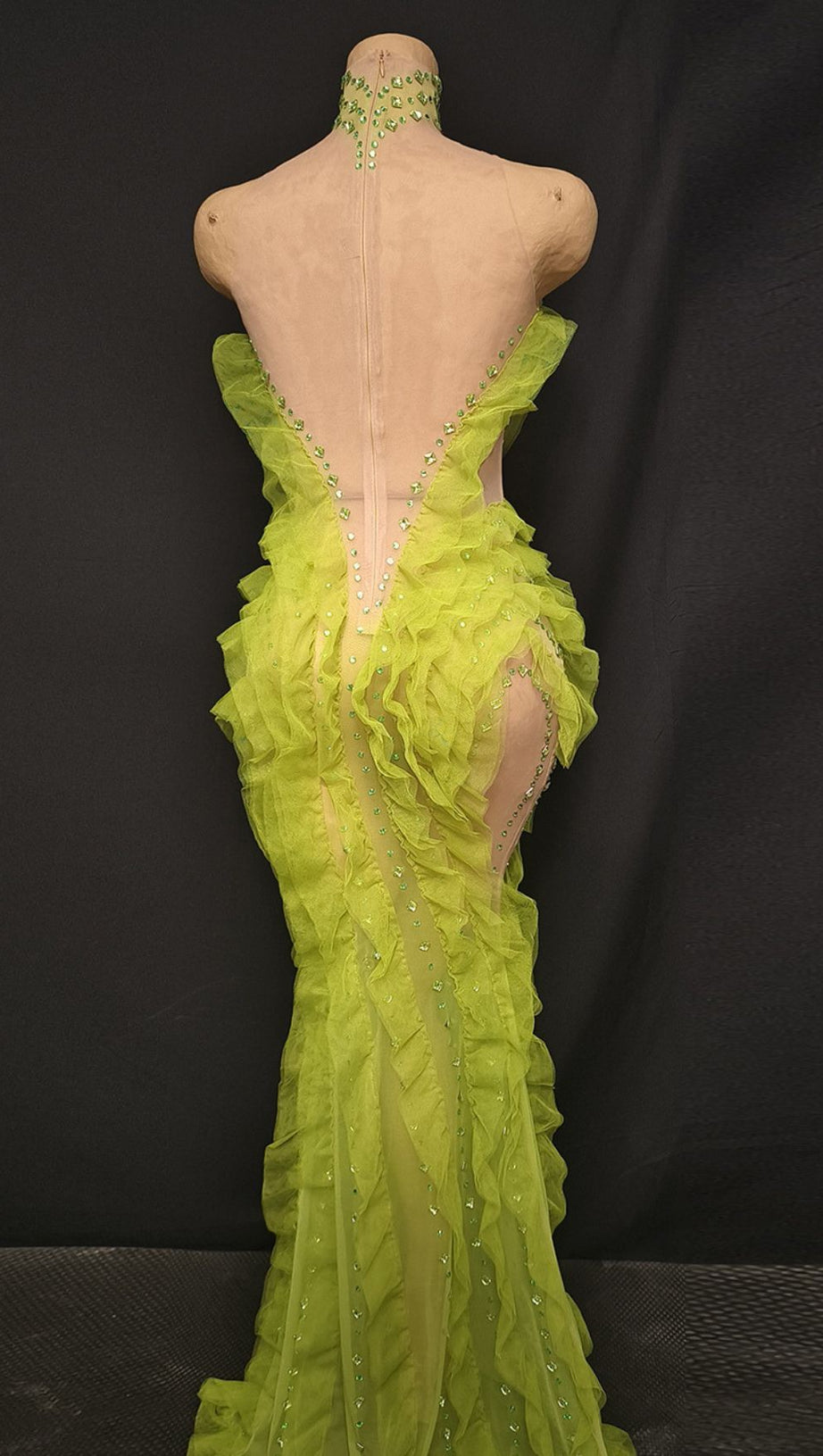 Jaela Yellow Diamante Ruffle Maxi Dress - Glamorous Strapless Gala Gown