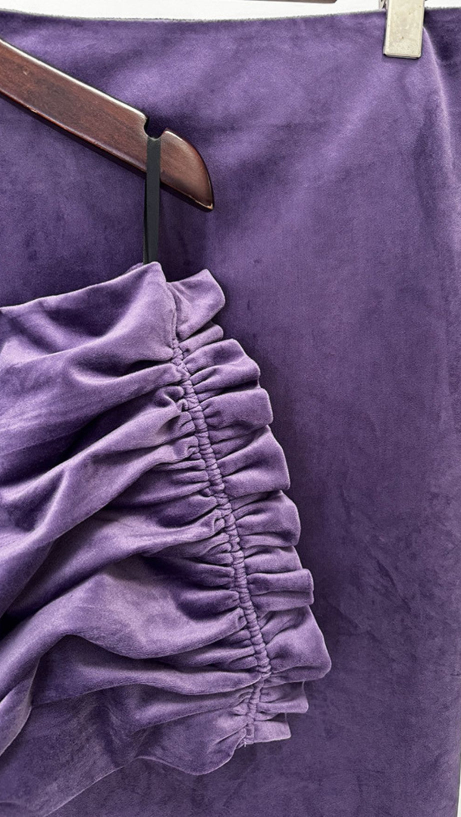 Amethyst Velvet Ruched One-Shoulder Crop Top & Maxi Skirt Set