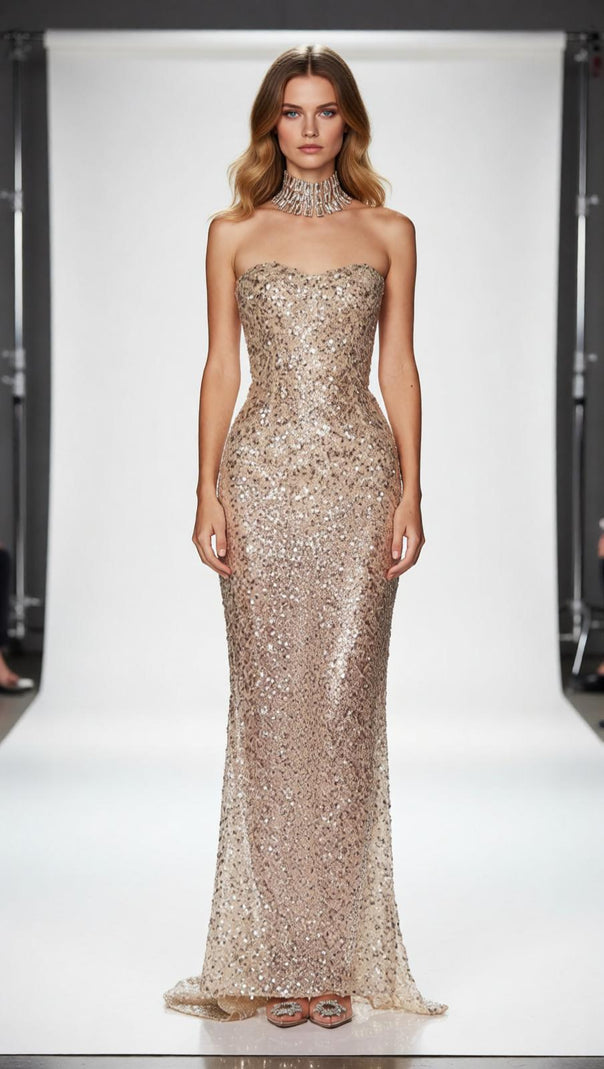 AIIZIE The Jair Strapless Sequin Gown: Dazzling Elegance & Red Carpet Glamour - product image