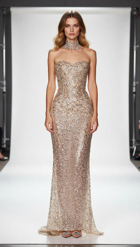 The Jair Strapless Sequin Gown: Dazzling Elegance & Red Carpet Glamour
