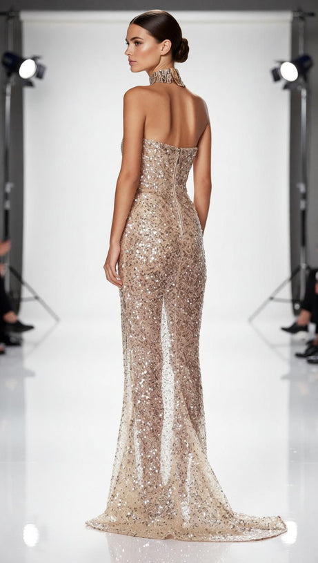 The Jair Strapless Sequin Gown: Dazzling Elegance & Red Carpet Glamour