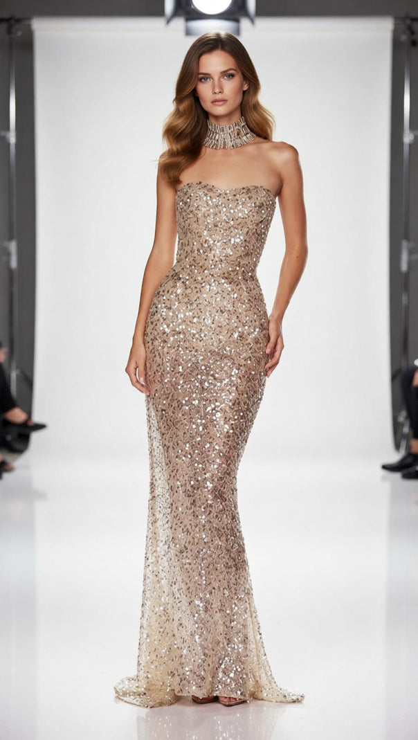 AIIZIE The Jair Strapless Sequin Gown: Dazzling Elegance & Red Carpet Glamour - product image