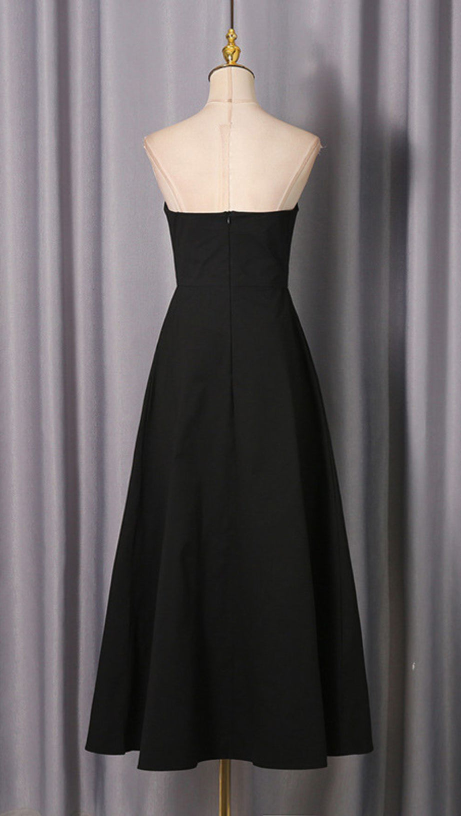 Jakub Black Strapless Button-Front Pant Dress