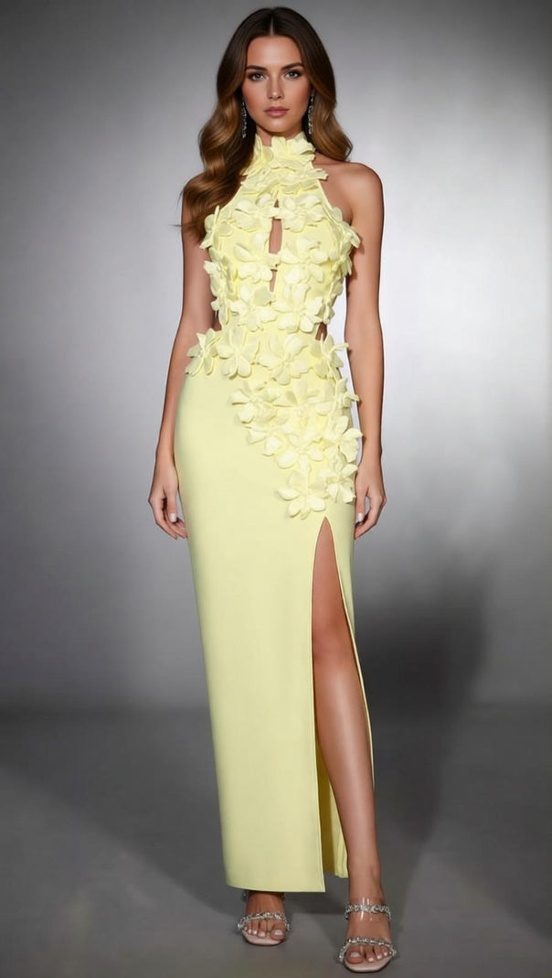 AIIZIE Stunning Red Floral Halter Bandage Maxi Dress | Gala & Wedding Guest Gown - product image