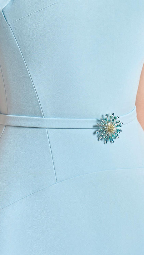 JASMINE A-LINE CAPE SLEEVED MAXI DRESS IN LIGHT BLUE