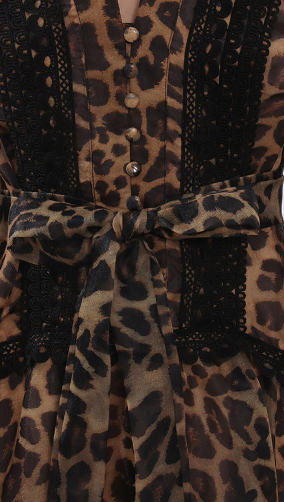 Jasna Women's Fierce Elegance Leopard Print Maxi Dress with Lace Trim